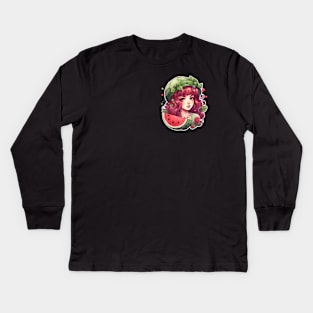 A summer eating watermelon Kids Long Sleeve T-Shirt